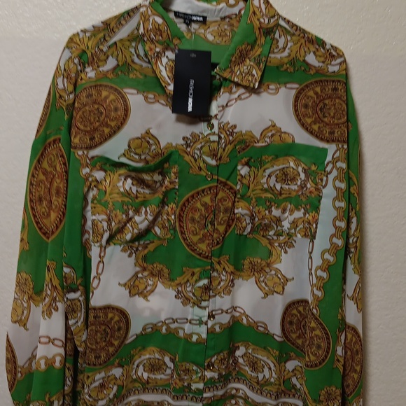 Women's Blouse gold and green - Picture 3 of 3